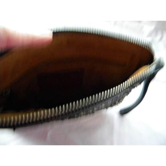 Patricia Nash Ebbe Woven Straw Cassini Leather Wristlet Striped Black - Picture 10 of 13